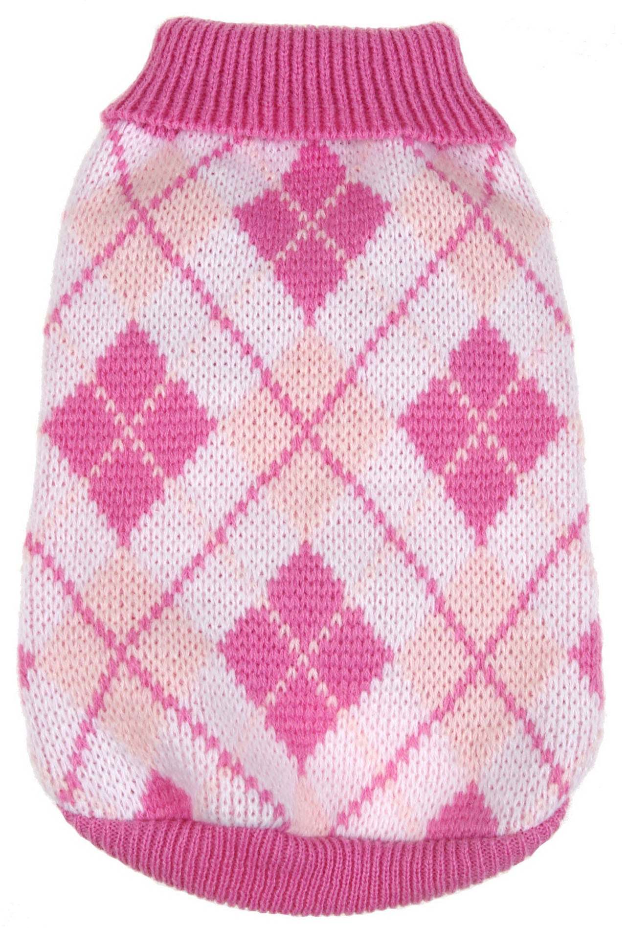 Argyle Style Ribbed Fashion Pet Sweater