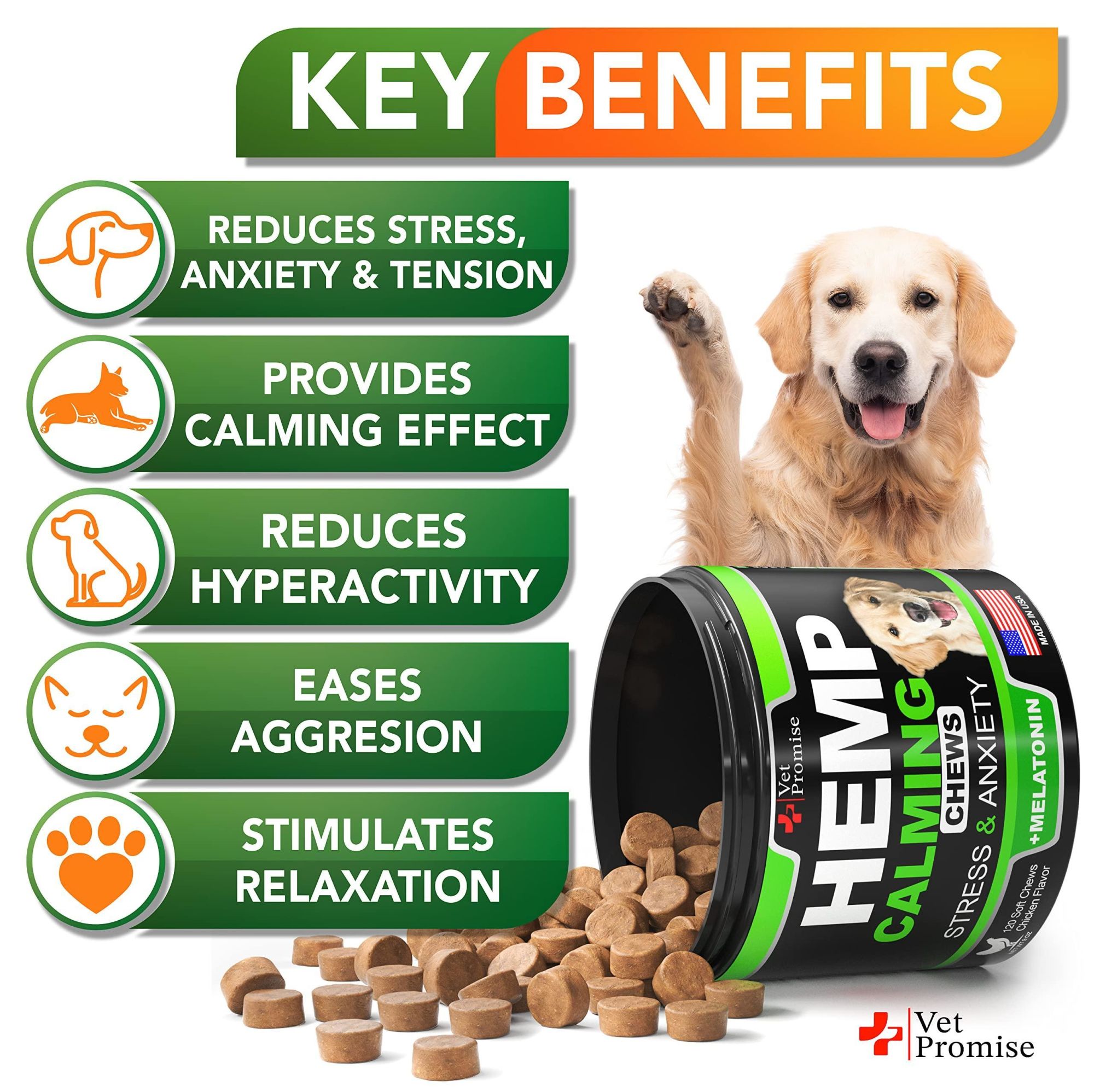 Hemp Calming Chews for Dogs with Anxiety and Stress