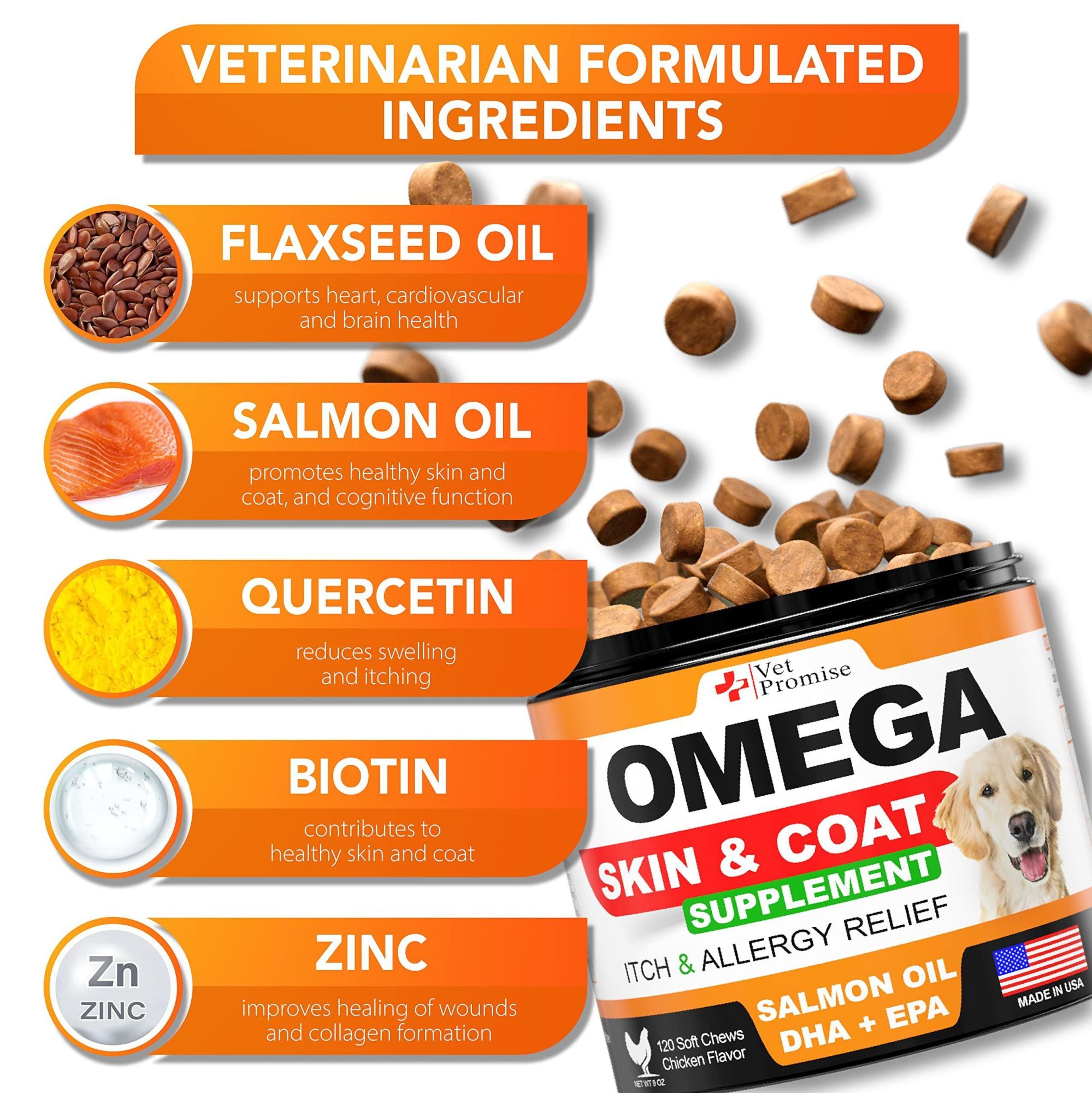 Omega 3 Skin and Coat Supplement Fish Chews Oil for Pets