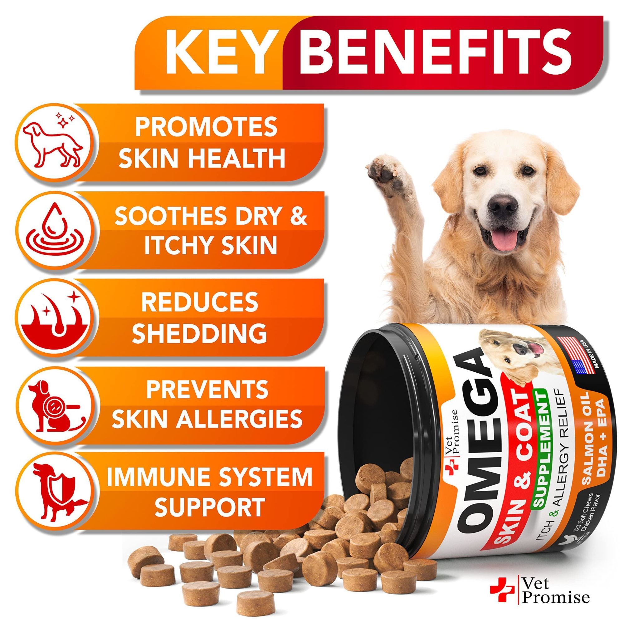 Omega 3 Skin and Coat Supplement Fish Chews Oil for Pets